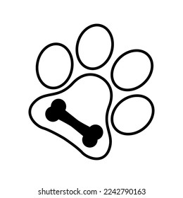 Juego de vectores de iconos de la garra del corazón. Colección de signos de la ilustración de la pata de perro. símbolo de perro de amor.
