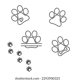 Heart paw icon vector set. Dog paw illustration sign collection. love dog symbol.