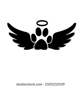 Heart Paw Print With Angel Wings