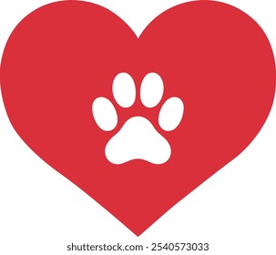 Heart and Paw Print Cutout Design for Pet Lovers and Animal Enthusiasts