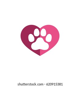 Heart Paw Print Logo Template Illustration Design. Vector EPS 10.