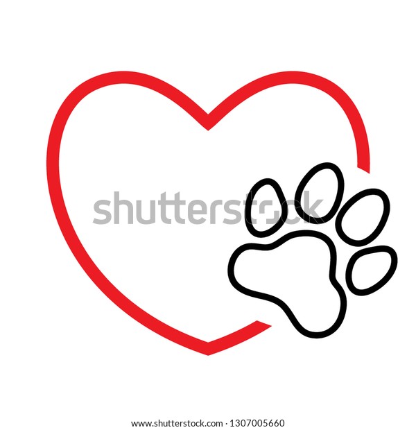 Heart Paw Print Love Animals Dogs Stock Vector Royalty Free