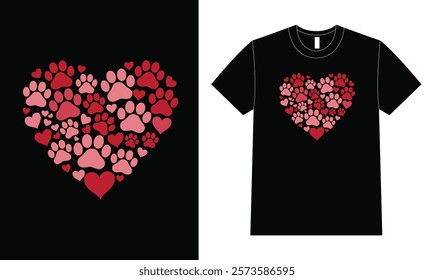 Heart And Paw t-shirt design, Valentines Day.