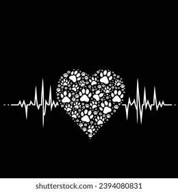 
heart paw  - Vector T-shirt Design. This versatile design is ideal for prints, t-shirt, mug, poster, and many other tasks.