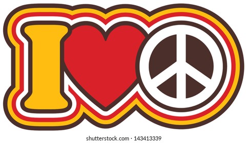 I Heart Peace icon design in Red and Yellow