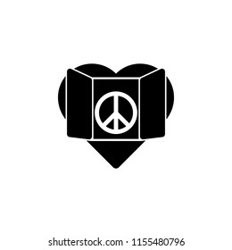 heart and peace sign icon. Element of human rights icon. Premium quality graphic design icon. Signs and symbols collection icon for websites, web design, mobile app