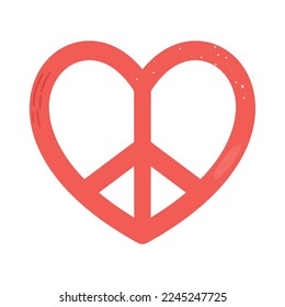 heart peace symbol on white background