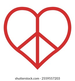 Heart with peace symbol sign hippie pacifist anti war nonviolence