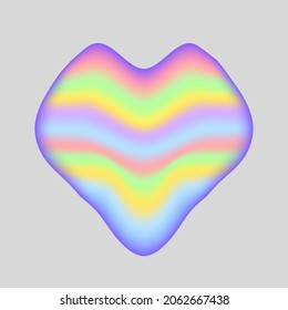 Heart pearl pastel colors striped abstract icon on gray background. Love and marriage symbol. Element for wedding and Valentine’s day design, greeting card. Vector illustration