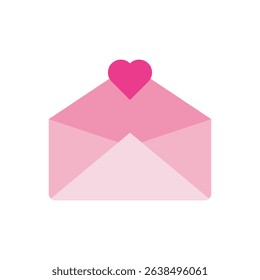 heart peeking from an envelope, ideal for greeting cards, love letters, or email campaigns. Clean vector EPS design.
