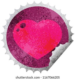 pegatina de descascarillado de corazón ilustración vectorial gráfico pegatina de descascarillado circular
