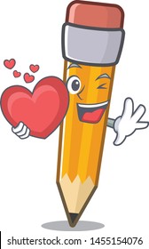 With heart pencil in the a cartoon bag