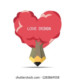 heart pencil, pencil of love concept , vector design