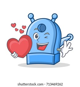 With heart pencil sharpener character cartoon