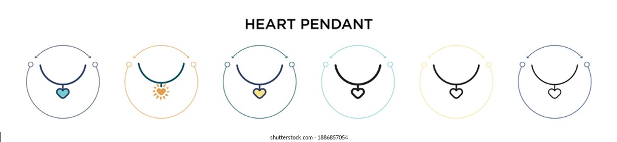 Heart pendant icon in filled, thin line, outline and stroke style. Vector illustration of two colored and black heart pendant vector icons designs can be used for mobile, ui, web