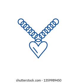 Heart pendant line icon concept. Heart pendant flat  vector symbol, sign, outline illustration.