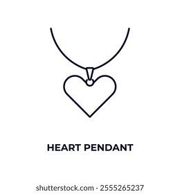 heart pendant outline icon. Linear vector from fashion concept. Thin line heart pendant icon isolated on white background