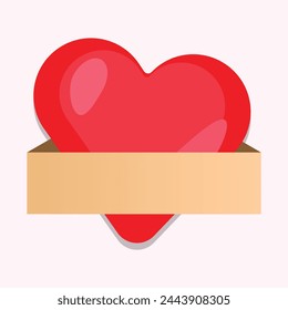 Heart with pennat banner vector, Illustration