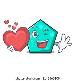 With heart pentagon mascot cartoon style
