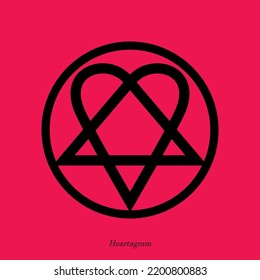 Heart Pentagram Inverted Heartagram Sign, Symbol of love and hate, pentagram and ritual circle. emblems and sigil occult symbols.