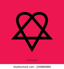 Herz Pentagram Inverted Heartagram Zeichen, Symbol der Liebe und Hass, Pentagram und rituellen Kreis. Embleme und sigile okkulte Symbole.