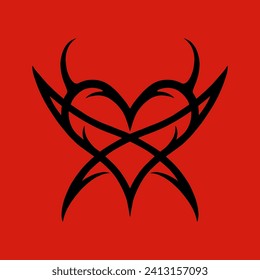 Heart Pentagram Inverted Heartagram Sign, Symbol of love and hate, pentagram and ritual circle. emblems and sigil occult symbols.