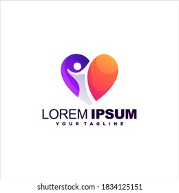heart people gradient logo design