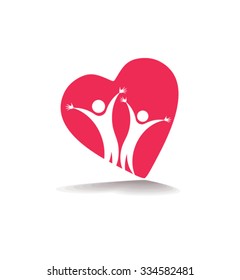 Heart in people - vector symbol, template for design.