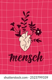 Herzensmensch. Übersetzung aus dem Deutschen: Person. Perfektes Design für Grußkarten, Poster und Social Media. Deutsche Schrift.