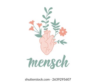 Heart person. Translation from German: Person. Perfect design for greeting cards, posters and social media. German Lettering.