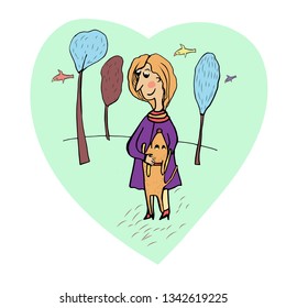 Heart. Pet. How to manage stress. Vector illustration. Hand drawing for your design.