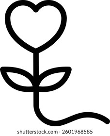 Heart Petal Flower Line Art