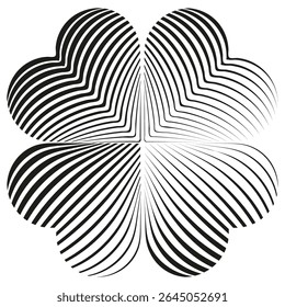 Heart petal symbol. Romantic curved shape. Abstract love icon. Vector symmetry.