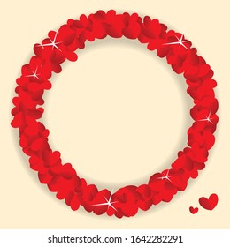 Heart Petals Circle Frame Greeting Card Vector