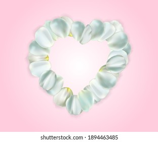 Heart of petals on a pink background. Greeting card Happy Valentine's Day, Women's Day, Wedding day, wallpaper, flyers, posters or wedding invitation background party design