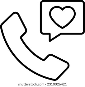 heart phone call mobile smartphone Outline