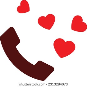 heart phone mobile call communication Flat