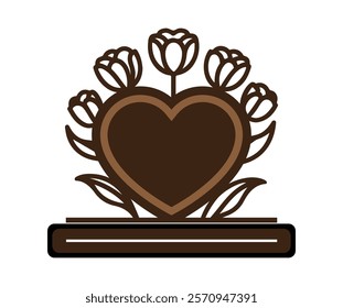 Heart Photo Frame laser cut file template, heart stand decor 