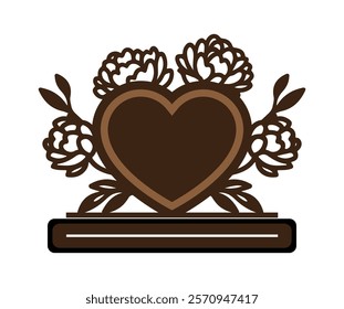 Heart Photo Frame laser cut file template, heart stand decor 