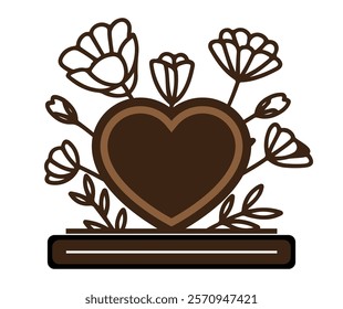 Heart Photo Frame laser cut file template, heart stand decor 