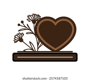 Heart Photo Frame laser cut file template, heart stand decor 