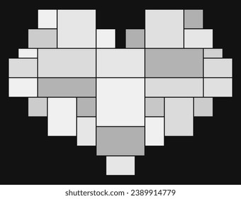 Heart photo montage collage template. Design mockup