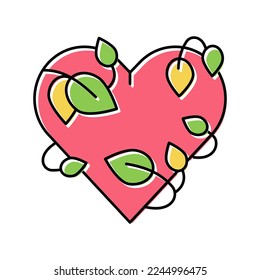 Herz-Phytotherapie-Farbsymbol Vektorgrafik. Herzphytotherapie-Schild. einzelne Symbolillustration
