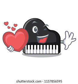 With heart piano mascot cartoon style