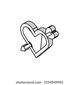 heart pierced arow isometric icon vector. heart pierced arow sign. isolated symbol illustration