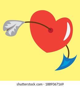 el corazón está perforado con una flecha
