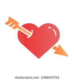 Heart pierced with arrow flat icon. Love color icons in trendy flat style. Valentine heart gradient style design, designed for web and app. Eps 10
