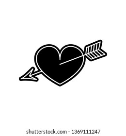 heart pierced with an arrow icon. Element of Valentine for mobile concept and web apps icon. Glyph, flat icon for website design and development, app development