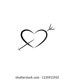 heart pierced with arrow sketch illustration. Element of wedding icon for mobile concept and web apps. Sketch style heart pierced with arrow icon can be used for web and mobile on white background