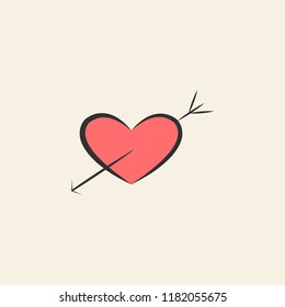 heart pierced with arrow sketch illustration. Element of colored wedding icon for mobile concept and web apps. Sketch style heart pierced with arrow icon can be used for web